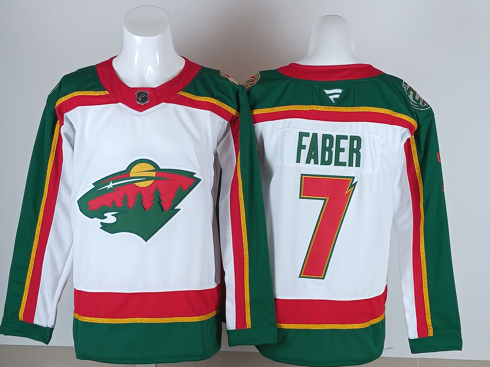 Men 2026 Minnesota Wild #7 Faber White Green NHL Jersey style 01